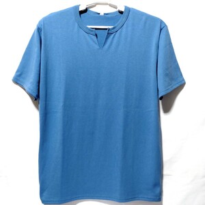 特価/未使用【サイズ=L】 キーネック/メンズ/半袖/Tシャツ/胸囲=96～104cm/light.blue