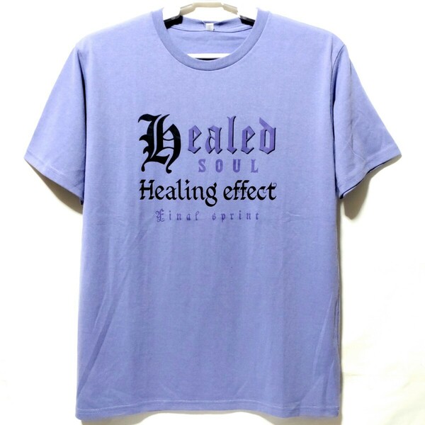 特価/未使用【サイズ=LL(XL)】 ゴシック英字プリント/メンズ/半袖/Tシャツ/胸囲=104～112cm/violet②