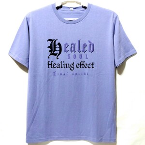 特価/未使用【サイズ=L】 ゴシック英字プリント/メンズ/半袖/Tシャツ/胸囲=96～104cm/violet