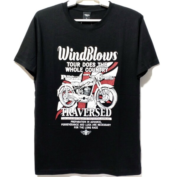 特価/未使用【サイズ=LL(XL)】 英字×バイクプリント/メンズ/半袖/Tシャツ/胸囲=104～112cm/black