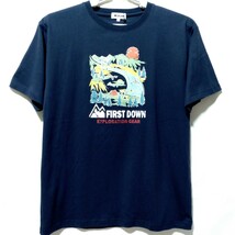 特価/未使用【サイズ=LL(XL)】 FIRST DOWN/ファーストダウン/メンズ/プリント/半袖/Tシャツ/胸囲=104～112cm/navy②_画像1