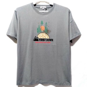 特価/未使用【サイズ=L】 FIRST DOWN/ファーストダウン/メンズ/プリント/半袖/Tシャツ/胸囲=96～104cm/gray