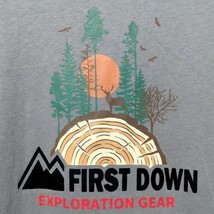 特価/未使用【サイズ=L】 FIRST DOWN/ファーストダウン/メンズ/プリント/半袖/Tシャツ/胸囲=96～104cm/gray②_画像2