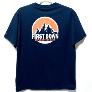 特価/未使用【サイズ=M】 FIRST DOWN/ファーストダウン/メンズ/Bプリント/半袖/Tシャツ/ストレッチ/接触冷感/胸囲=88～96cm/navy