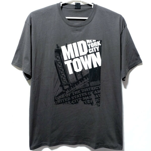 特価/未使用【サイズ=5L(4XL)】英字プリント/メンズ/半袖/Tシャツ/胸囲=116～124cm/charcoal③