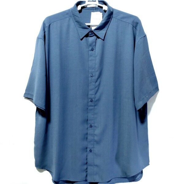 特価/未使用【サイズ=LL(XL)】ビッグシルエット/メンズ/半袖/シャツ/胸囲=104~112cm/blue.gray