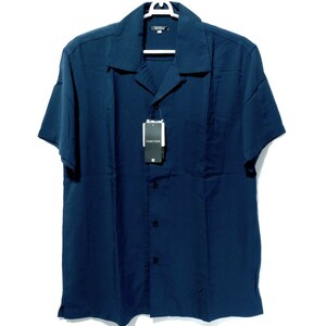 特価/未使用【サイズ=LL(XL)】無地/メンズ/半袖/アロハシャツ/胸囲=104~112cm/navy