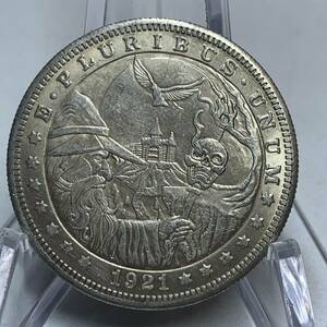 WX1486流浪幣 老者 髑髏 ハロウィーン 天眼 鷹紋 外国硬貨 貿易銀 海外古銭 コレクションコイン 貨幣 重さ約25g