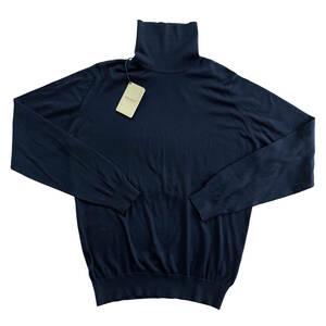 【新品】JOHN SMEDLEY タートルネックニット L ネイビー NAVY ジョンスメドレー HAWLEY シーアイランドコットン