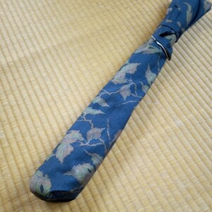 ( shakuhachi sack ) 80 centimeter shaku 8 for navy blue color branch leaf pattern Ooshima pongee kimono from 2-1