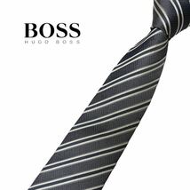 HUGO BOSS ネクタイ ナロータイ レジメンタル柄 ストライプ柄 ヒューゴボス USED 中古 m1017_画像1