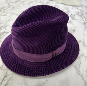 服飾 帽子/手袋 Purple 表生地：コットン95％カシミヤ5％ Borsalino ボルサリーノ コーデュロイ ハット