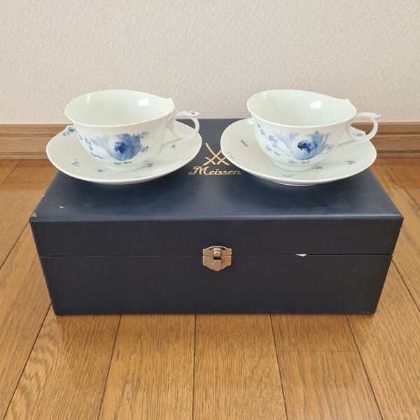 マイセン 青い花 ティーカップ&ソーサー 2客セット