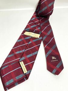 バーバリーロンドBurberry ネクタイ　レッド系　チェック柄　送料185円（追跡付）　ブランドネクタイ