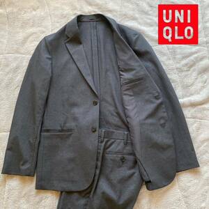 美品 UNIQLO 洗えるスーツ 感動ジャケット　セットアップ　チャコールグレー L シングル サマー