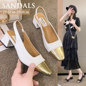  sandals pumps mules shoes tea n key heel 5cmpo Inte dotu futoshi heel 22.5cm(35) eggshell white 
