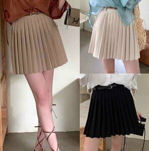  all 4 color miniskirt high waist frill switch simple S beige 