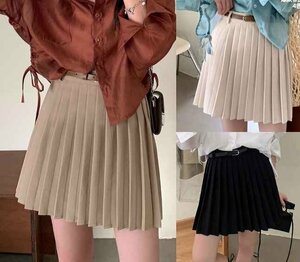  all 4 color miniskirt high waist frill pleated skirt lovely S black 