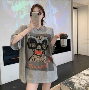 韓国風 女夏新しい 大きいサイズ半袖Tシャツ 気質ファッションTシャツ 学生Tシャツ 2XL ホワイト