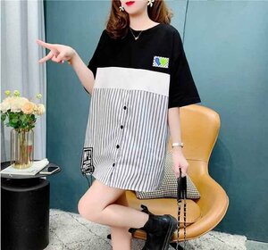 韓国風 女夏新しい 半袖Tシャツ 気質ファッションTシャツ 学生Tシャツ M ピンク