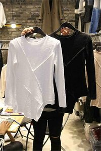 ゆったり トップス 薄手生地 長袖 カジュアル 春秋 Tシャツ XL ホワイト