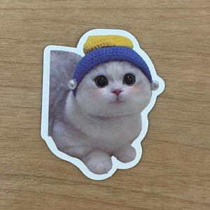 【即日発送】猫ミーム ステッカー 1枚 ブルー