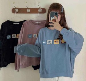 韓国風 レディース 長袖パーカーTシャツ 新しい春 気質 ファッションTシャツ XL ピンク