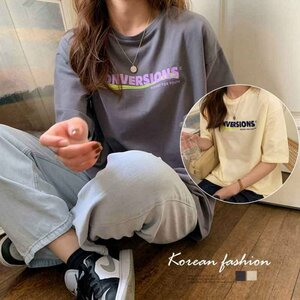 Tシャツ レディース カットソー 半袖 英字ロゴ レディース XL クリーム色