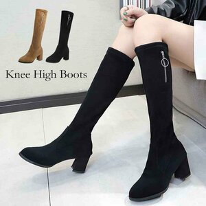  knee high boots lady's long height boots jockey boots high heel beautiful legs 23.0cm(36) Camel 