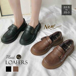  Loafer shoes lady's pretty low heel thickness bottom Korea manner put on footwear ...24.0cm(38) Brown 