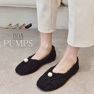  pumps lady's shoes moccasin boa fur ........ autumn winter 24.0cm(38) beige 