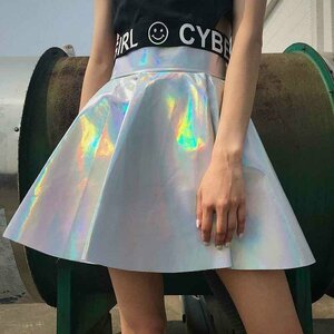  miniskirt high waist frill switch simple S rainbow color 
