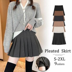  miniskirt short skirt pleated skirt lovely plain simple large size equipped S pink 