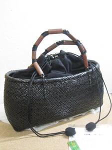 * bamboo basket . bag * handbag author thing bamboo .. Mouri . one?? work? black black natural Japanese style Japanese clothes also * used present condition goods 