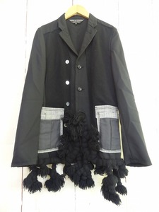 COMME des GARCONS HOMME PLUS コムデギャルソン オフ プリュス パッチワークジャケット ブラック 毛100% XS PE-J034 AD2009