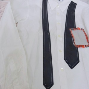 COMME des GARCONS HOMME PLUS コムデギャルソン オム プリュス ネクタイデザインシャツ ホワイト 綿100% XS PE-B004 AD2009の画像2