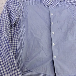 COMME des GARCONS SHIRT コムデギャルソン シャツ チェックパッチワークシャツ S ブルー 綿100%の画像2