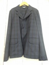 BLACK COMME des GARCONS ブラック コムデギャルソン チェックテーラードジャケット 毛100% ネイビー、ブラック M 1H-J015 AD2021_画像1