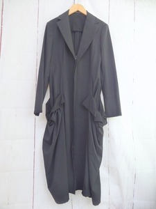 YOHJI YAMAMOTO NOIR ヨウジヤマモト ノア デザインコート ブラック 毛100% 1 FT-D16-101フルジップコート