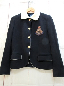 RALPH LAUREN ラルフローレン 金ボタンニットジャケット 12 ネイビー 100%WOOL Made in Italy