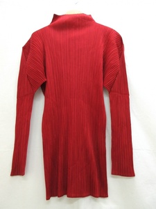 ISSEY MIYAKE イッセイミヤケ プリーツハイネックカットソー M IM33-JK104 レッド ポリエステル100% PLEATS PLEASE プリーツプリーズ