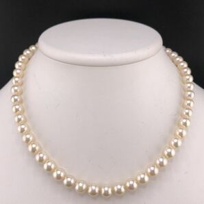 E04-8215 アコヤパールネックレス 7.5mm~8.0mm 40cm 37.3g ( アコヤ真珠 Pearl necklace SILVER )の画像1