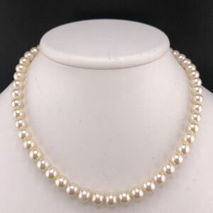 E04-8215 アコヤパールネックレス 7.5mm~8.0mm 40cm 37.3g ( アコヤ真珠 Pearl necklace SILVER )