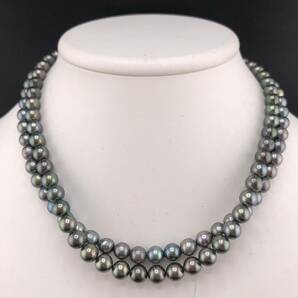 P04-0056 2点SET☆パールネックレス 約7.0mm~7.5mm 約40cm 31g~33g ( Pearl necklace SILVER )の画像1