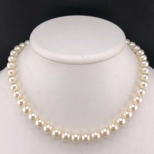 E04-2432☆ アコヤパールネックレス 8.0mm~8.5mm 38cm 42.6g ( アコヤ真珠 Pearl necklace SILVER )