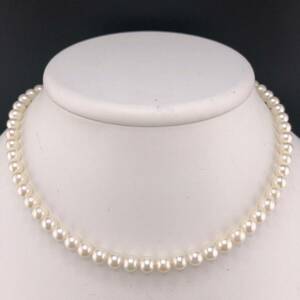 E05-147 アコヤパールネックレス 5.5mm~6.0mm 36cm 18.4g ( アコヤ真珠 Pearl necklace SILVER )
