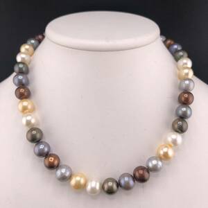 E05-1229 マルチカラーパールネックレス 10.65mm 11.10mm 45cm 84.2g ( Pearl necklace SILVER )