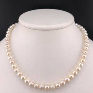 E05-2117 アコヤパールネックレス 7.0mm~7.5mm 41cm 33.6g ( アコヤ真珠 Pearl necklace SILVER )