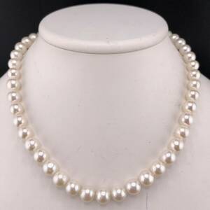 E05-2855 大玉☆アコヤパールネックレス 8.5mm~9.5mm 41cm 50.2g ( アコヤ真珠 Pearl necklace SILVER )