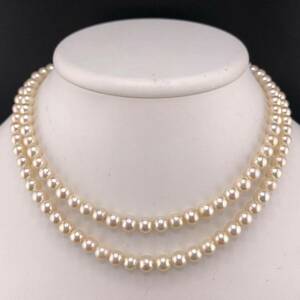 E05-1559 アコヤロングパールネックレス 6.0mm~6.5mm 77cm 45.4g ( アコヤ真珠 ロング Pearl necklace SILVER )